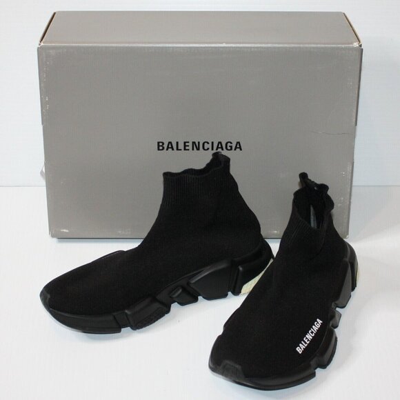 Balenciaga Speed Lite Knit Sneakers Black & White Soles size EU 36 / US 6 NEW - Picture 1 of 9